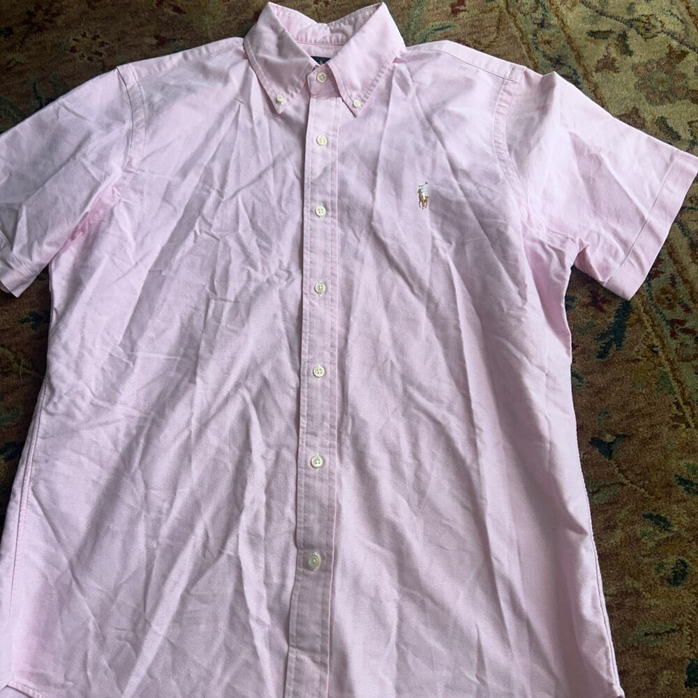 Ralph Lauren SS Pink Oxford cloth button-down Multicolored Pony Logo 44” Large